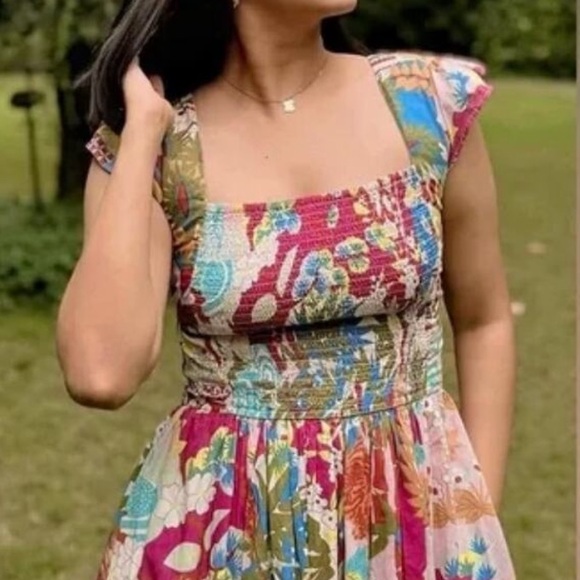 Caroline Constas Claudia Floral Print Flutter Sleeve Open Back Midi Dress - Picture 5 of 15